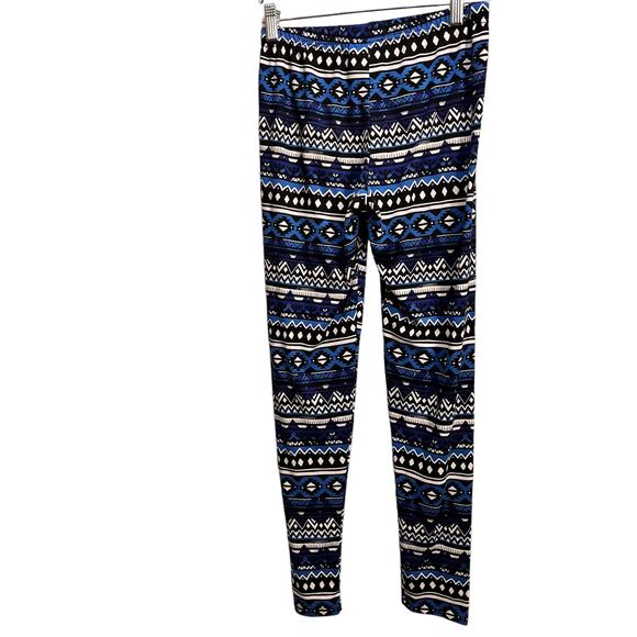 Bobby Brooks Aztec Print Black Blue Leggings - Picture 1 of 5